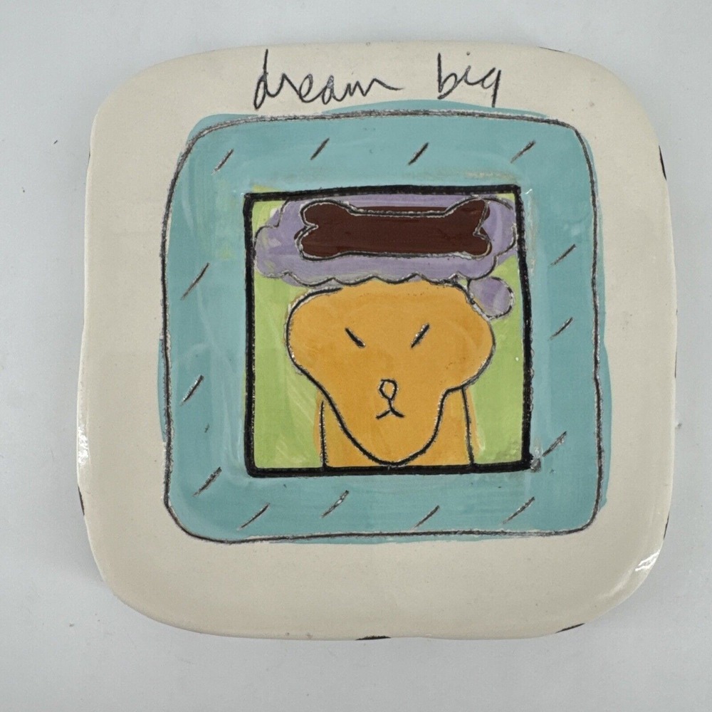 Sandra Magsamen Silvestri Plate Plaque "Dream Big" Ceramic 7" x 7" Art Pottery